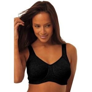 NWT Comfort Choice 46C Cotton Sports Bra 27-1203-2 Black #97184